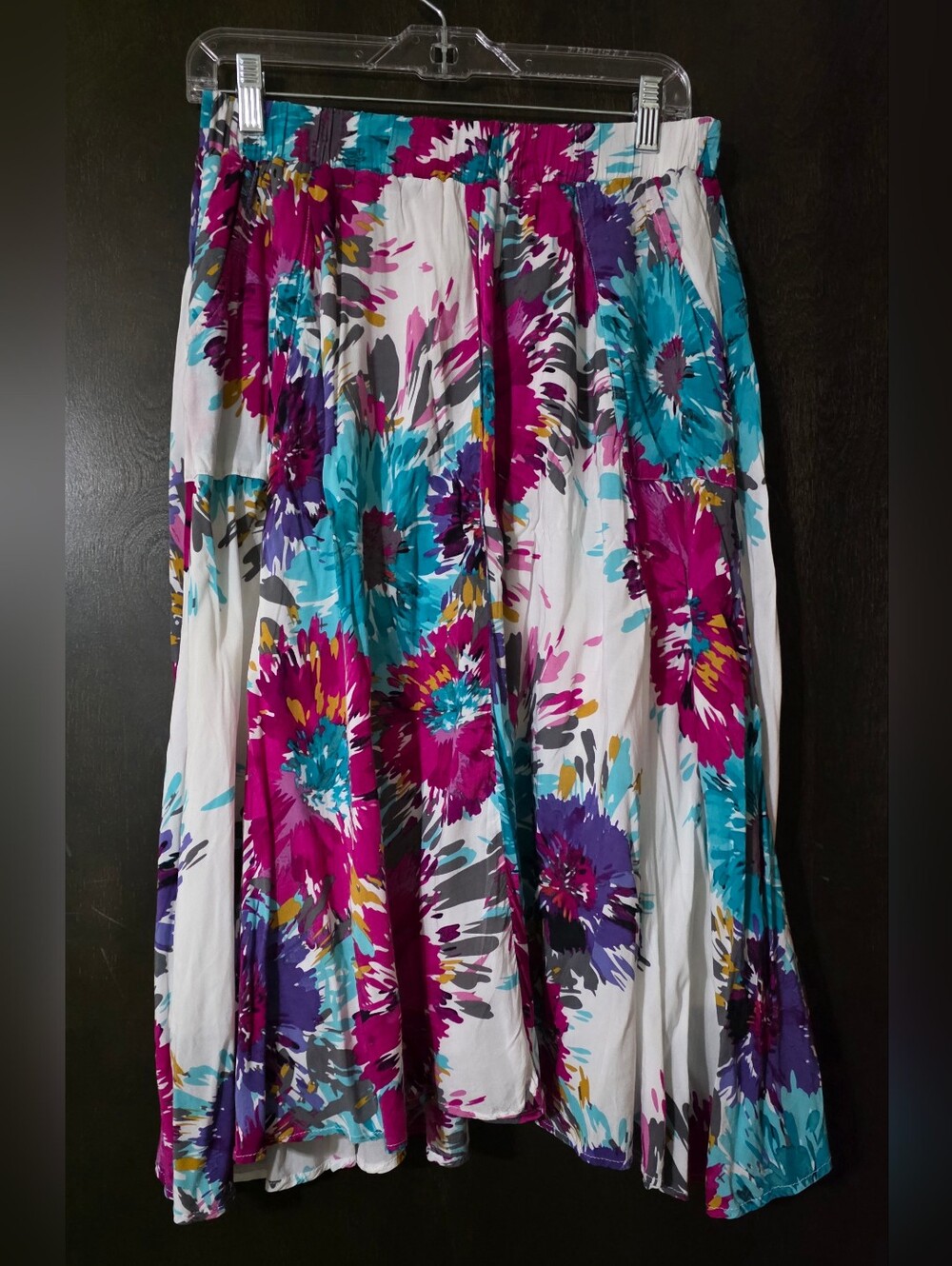 Old Navy Floral Midi Elastic Waist Skirt Side Pockets Lined Size M